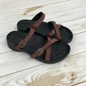 BIRKENSTOCK Tatami Brown Strappy Slide Sandals